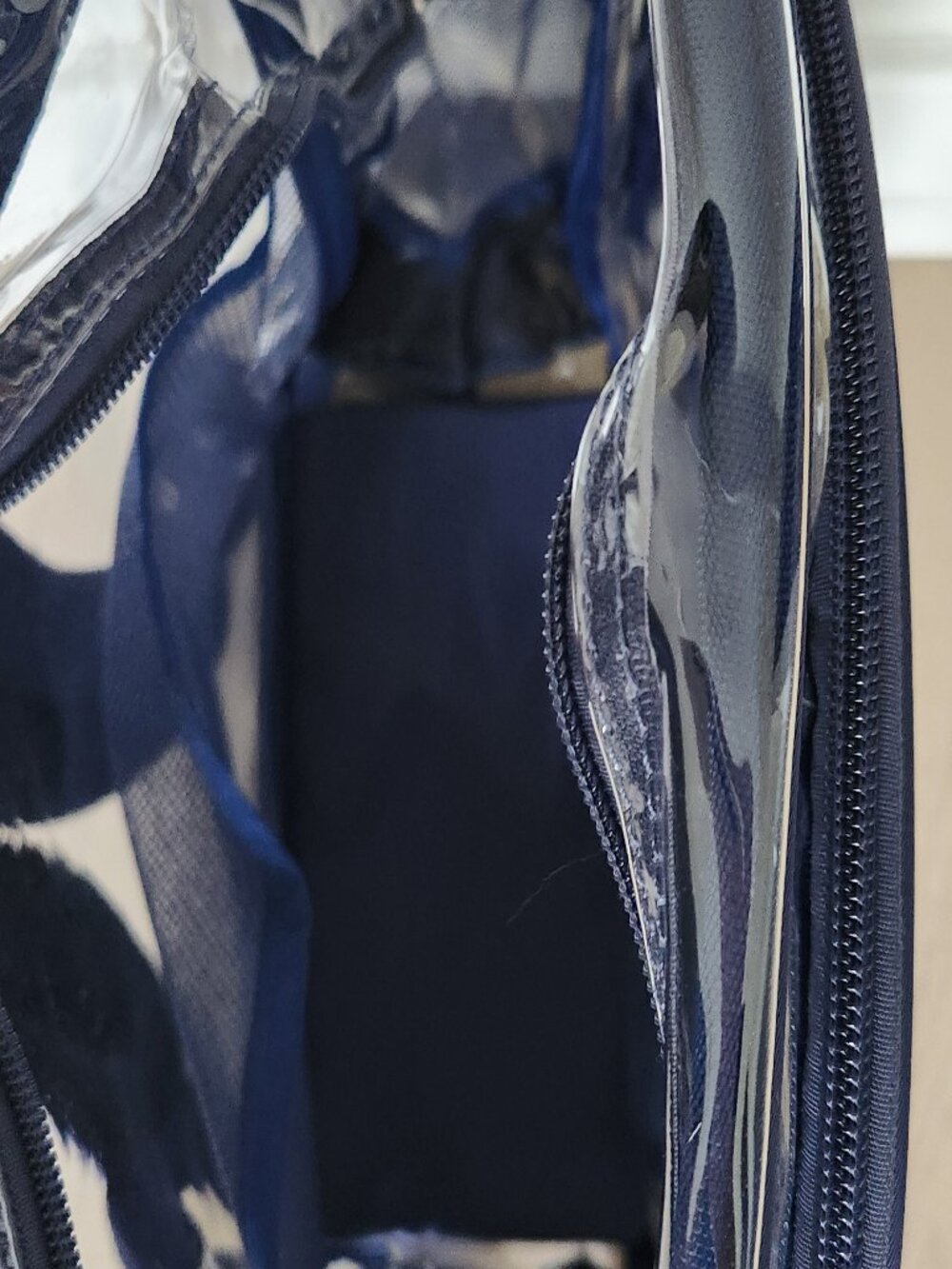 New: Clear Backpack with Navy Blue Trim - Fits 15" Laptop - Picture 6 of 10